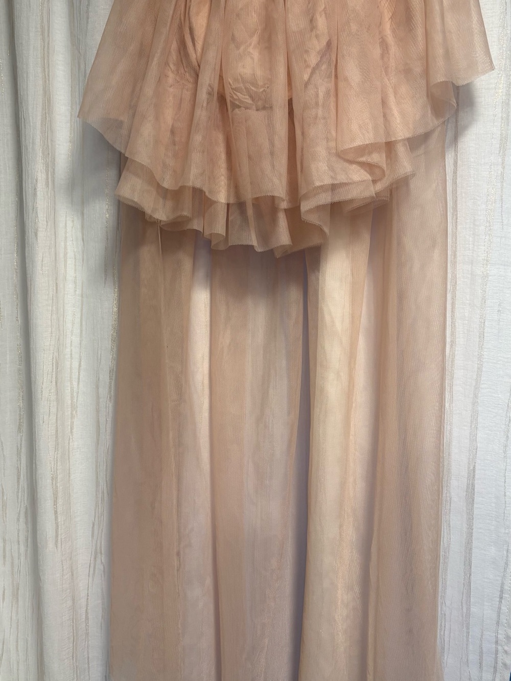 Sheer Strapless Nude Tulle Overlay Top - Picture 6 of 13